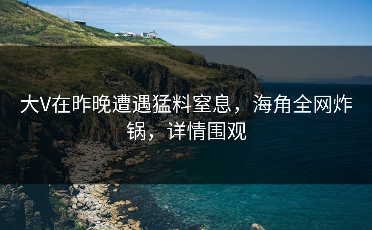 大V在昨晚遭遇猛料窒息，海角全网炸锅，详情围观