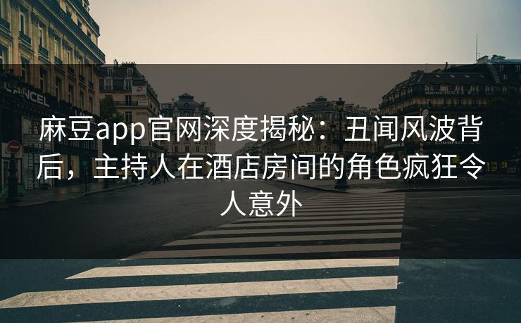 麻豆app官网深度揭秘：丑闻风波背后，主持人在酒店房间的角色疯狂令人意外