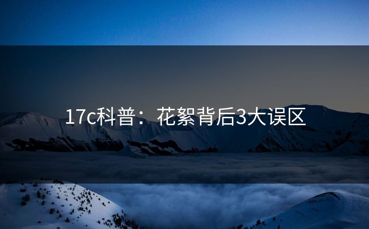 17c科普：花絮背后3大误区