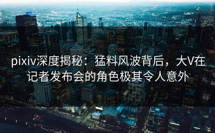 pixiv深度揭秘：猛料风波背后，大V在记者发布会的角色极其令人意外